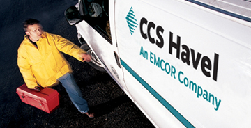 CCS Havel technician getting into a work vehicle