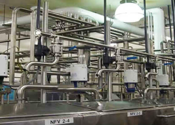 Close up view of equipment installed at an ice cream plant expansion