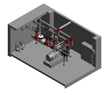 Diagram of a custom design-build fire protection system