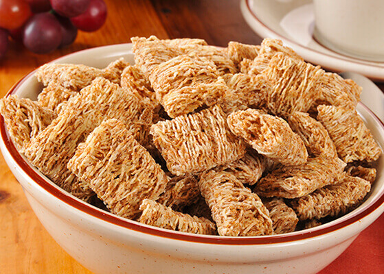 Bowl of shredded wheat cereal